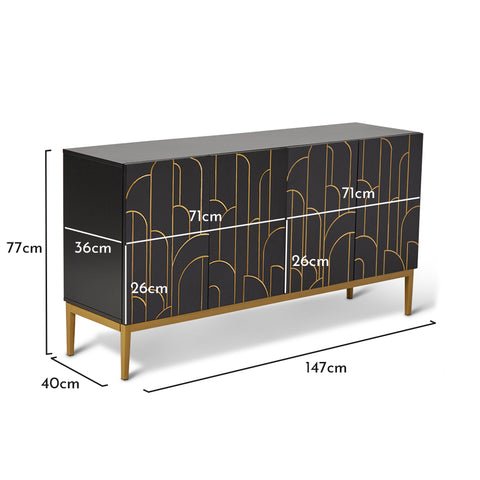 Gatsby Large 4 Door Sideboard - Noir Black 1 Gatsby 4 Door Sideboard – Noir Black - Laura James