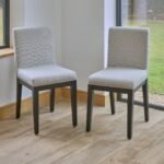 Nolan Fawn Linen Dining Chairs - Set of 2 - Black Oak Legs