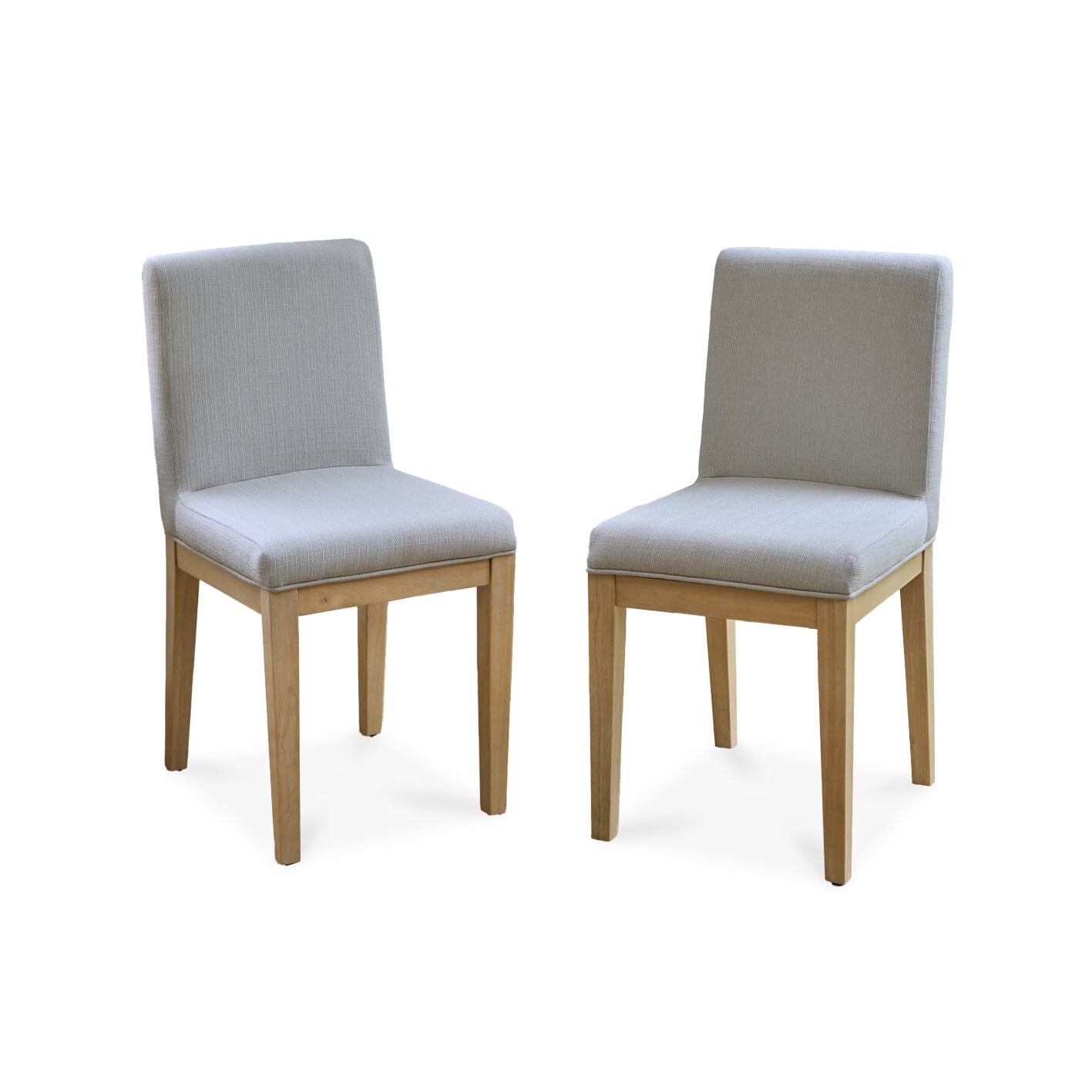 Nolan Fawn Linen Dining Chairs - Set of 2 - Whitewash Oak Legs - Image 4