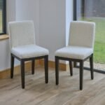 Nolan Boucle Dining Chairs -  Set of 2 - Black Oak Legs