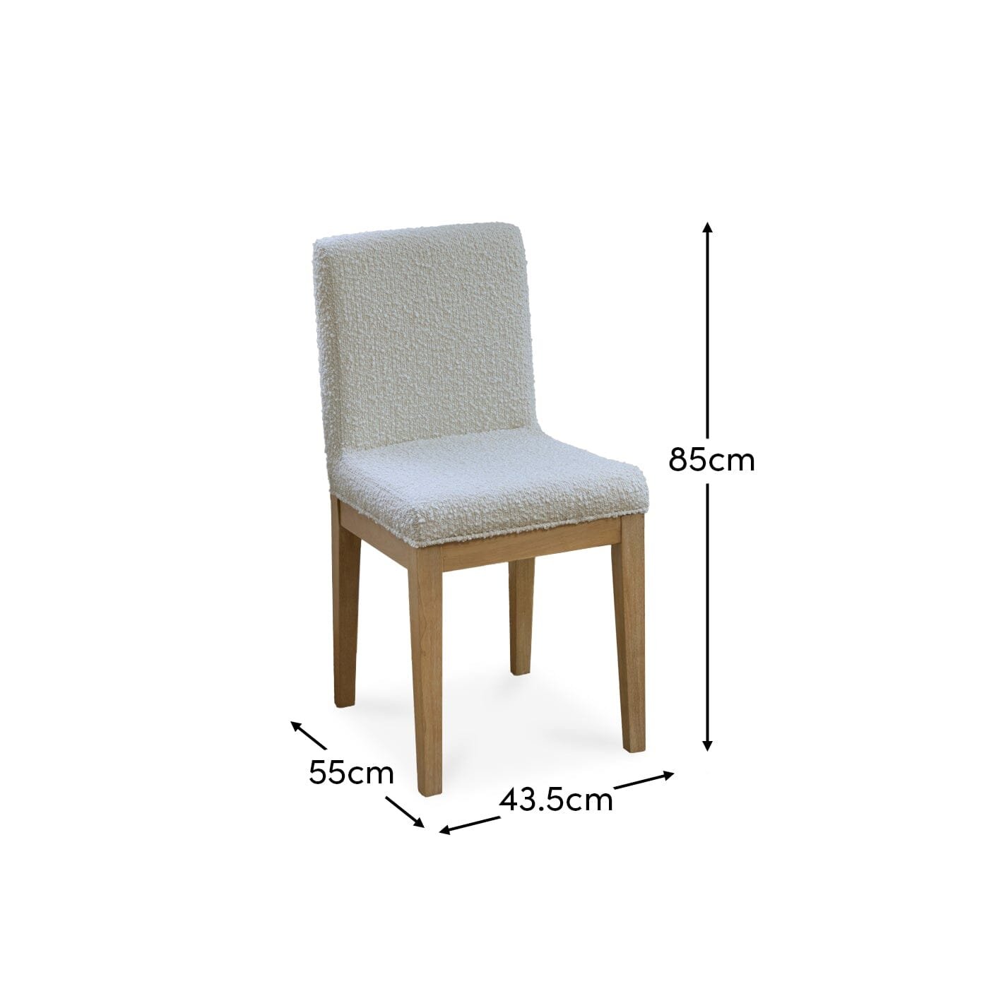 Nolan Boucle Dining Chairs - Set of 2 - Whitewash Oak Legs - Image 7