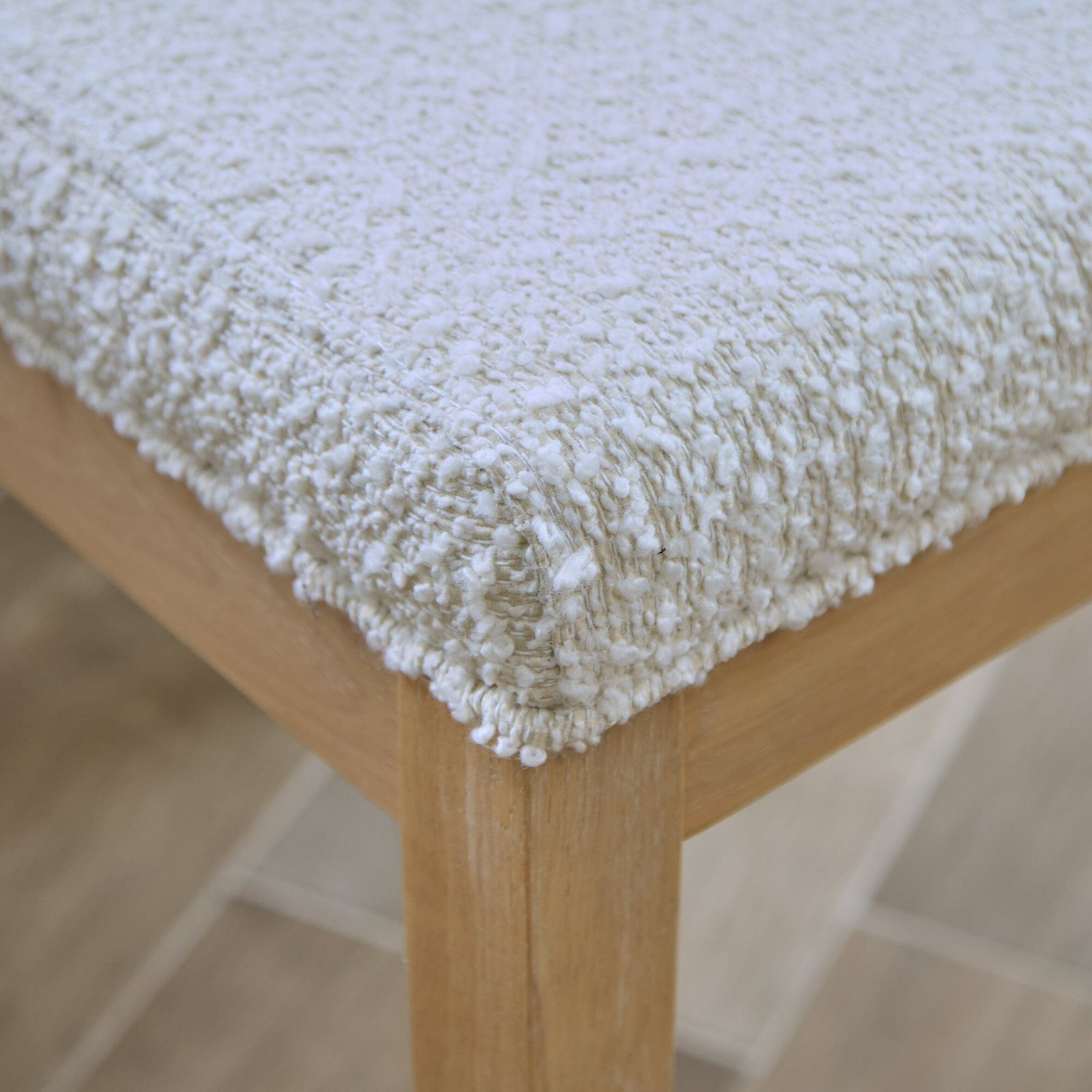 Nolan Boucle Dining Chairs - Set of 2 - Whitewash Oak Legs - Image 4