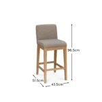 Nolan Fawn Linen Bar Stool - Whitewash Oak Legs - Image 9