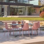 Wilder 6 Seater Metal Garden Dining Set with Wren Pink Chairs