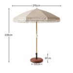 Oia Natural Round Parasol with 25kg Round Parasol Base - Red Concrete - Image 8