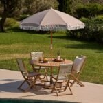 Oia Round Parasol 2m - Wooden Pole - Natural - Image 2
