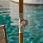 Oia Natural Round Parasol with 25kg Round Parasol Base - Red Concrete - Image 4