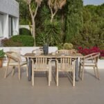 Palm 6 Seater Wooden Garden Dining Set with 6 Shiro Cushioned Chairs