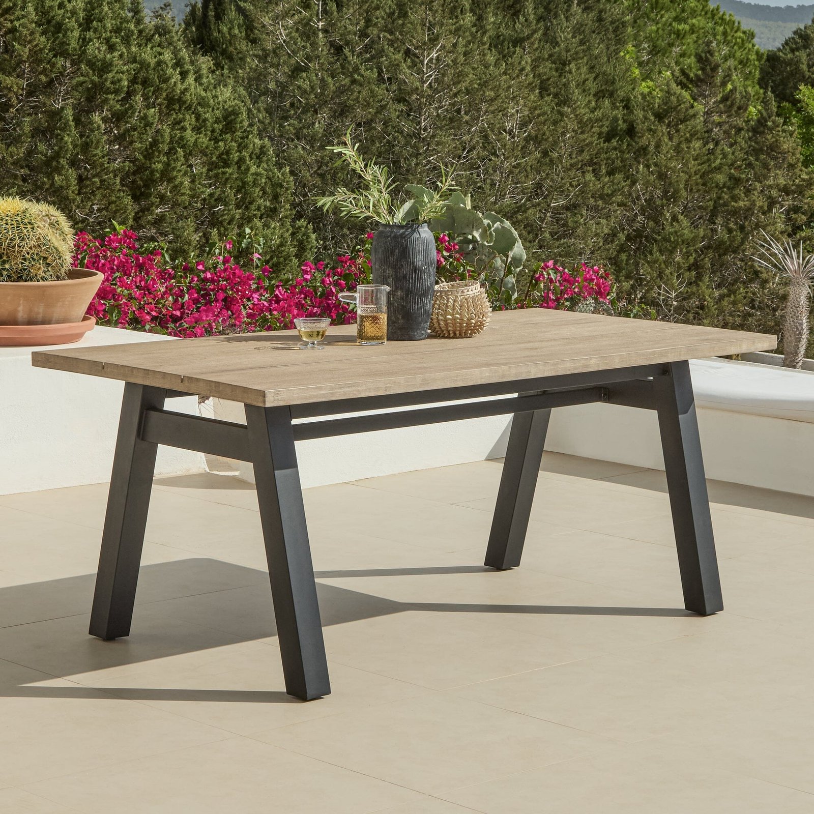 PALM_NAKED_ANGLE_11e245b1-87b3-474b-88b6-9bcee78fb679 Palm Wooden Garden Table - Brushed Light Acacia - Image 1