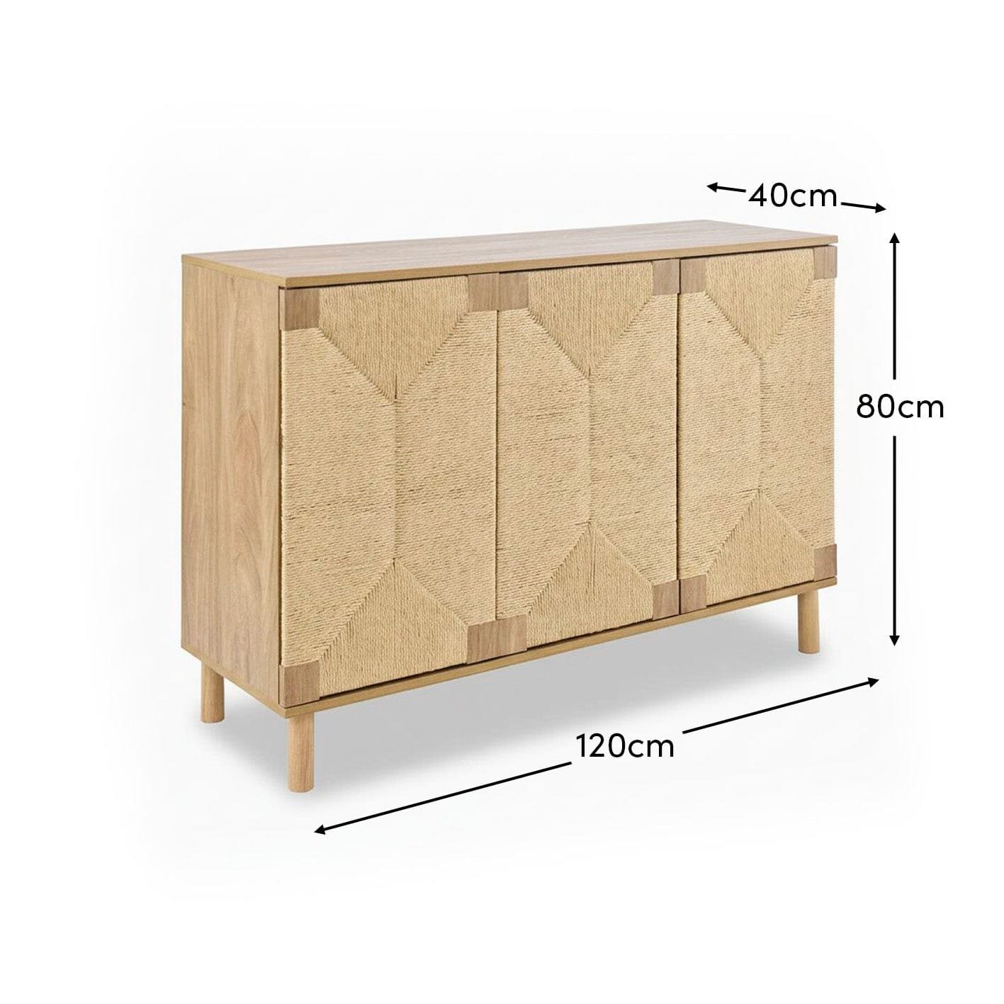 Paloma Natural Weave 3 Door Large Sideboard - Natural Oak - Image 9