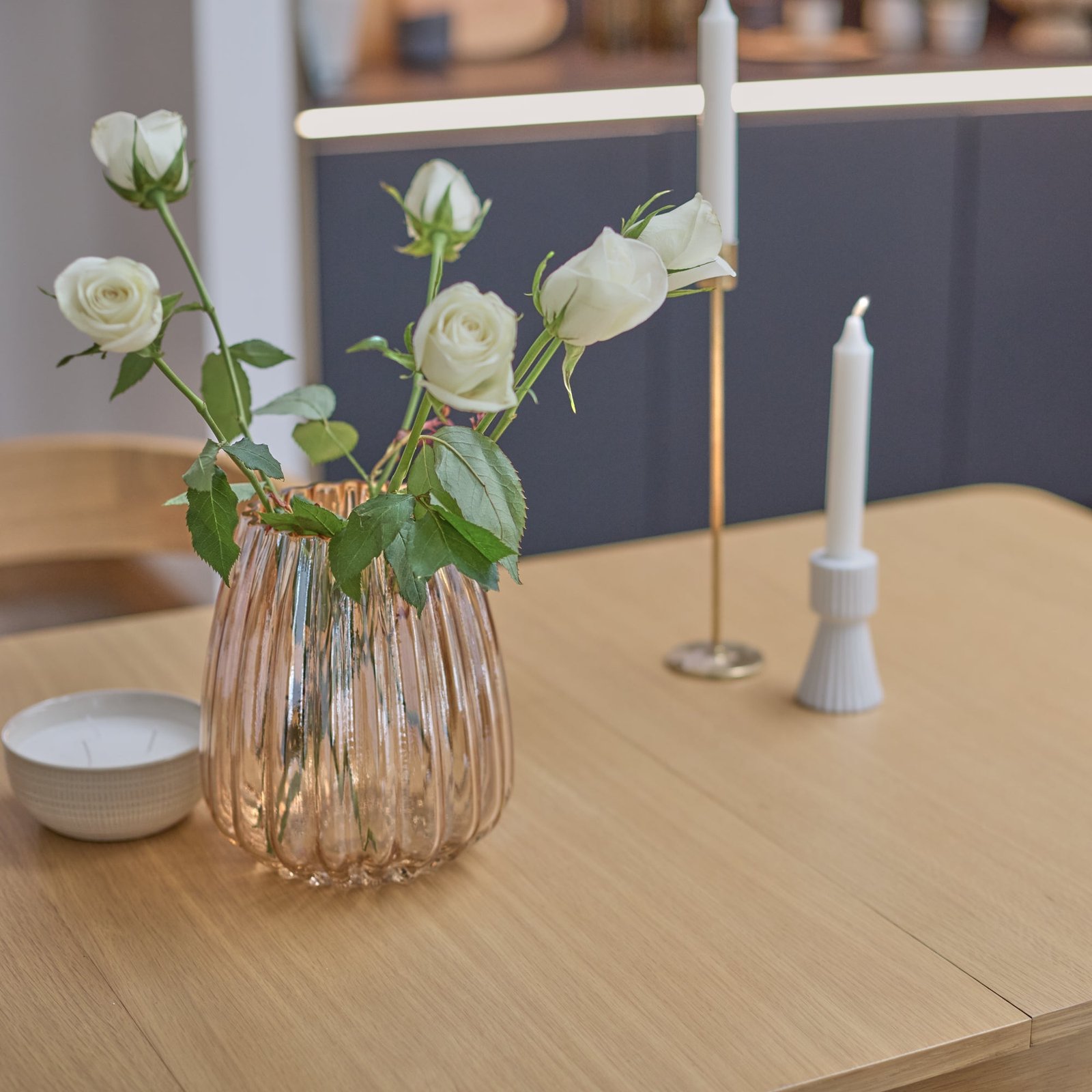 Paul Pale Oak Extending Dining Table Set - 4 Seater - Ella Pale Oak Carver Chairs - Image 3