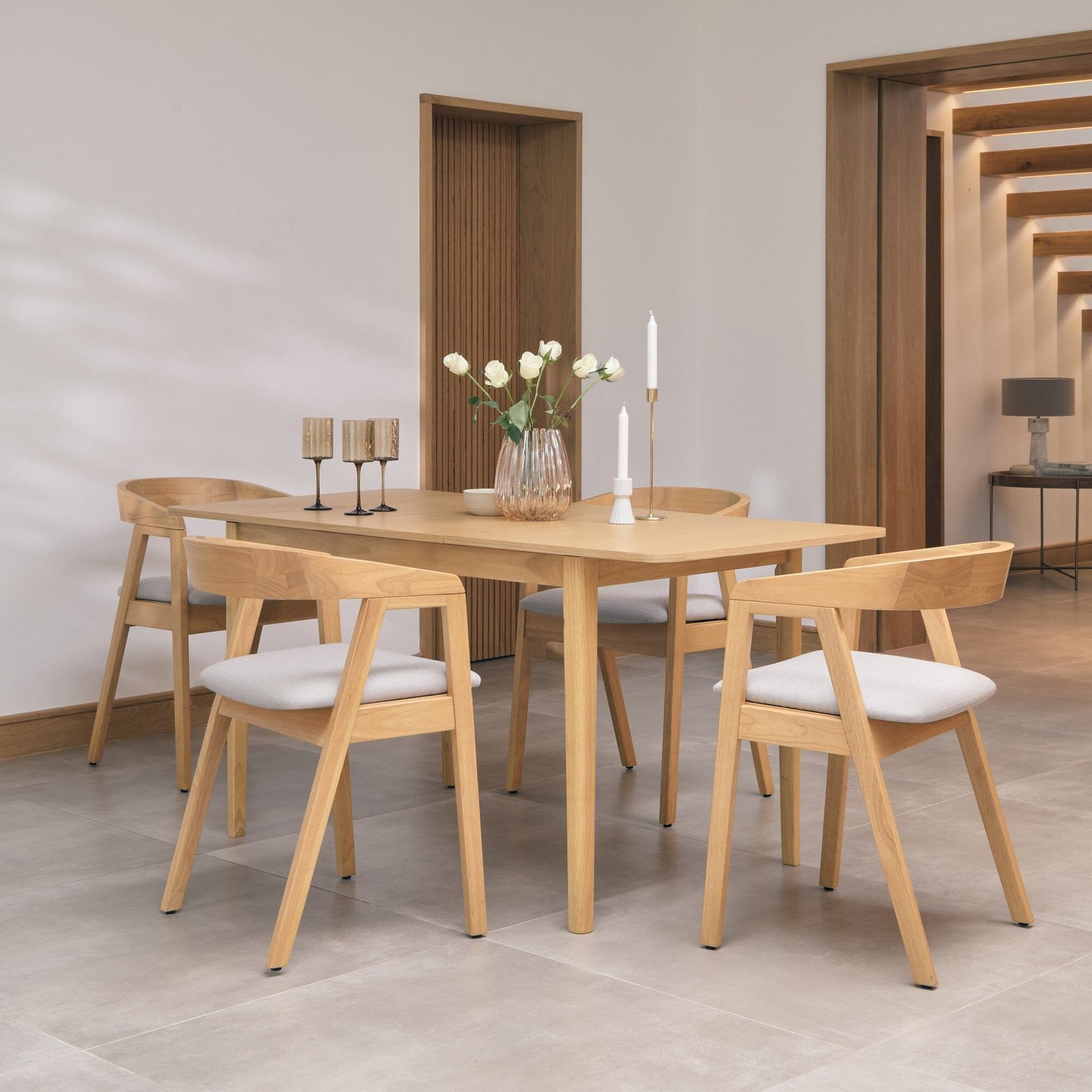 Ella Boucle Dining Armchairs - Set of 2 - Pale Oak Legs - Image 2