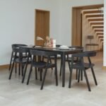 Paul Black Oak Extending Dining Table Set - 6 Seater - Ella Black Oak Carver Chairs