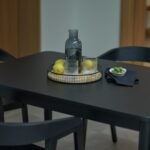 Paul Black Oak Extending Dining Table Set - 6 Seater -  Ella Fawn Linen Carver Chairs - Black Oak Legs - Image 8