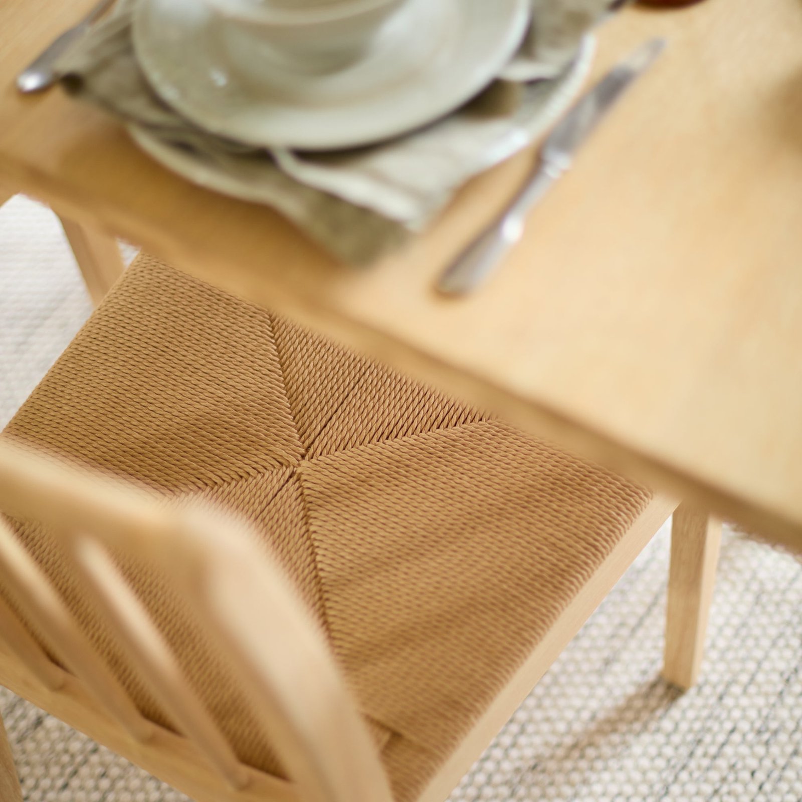 Paul 160-220cm Whitewash Oak Extending Dining Table Set - 6 Seater - 2 Tilly Wood String Dining Chair with 2 Tilly Wood String Dining Bench - Image 8