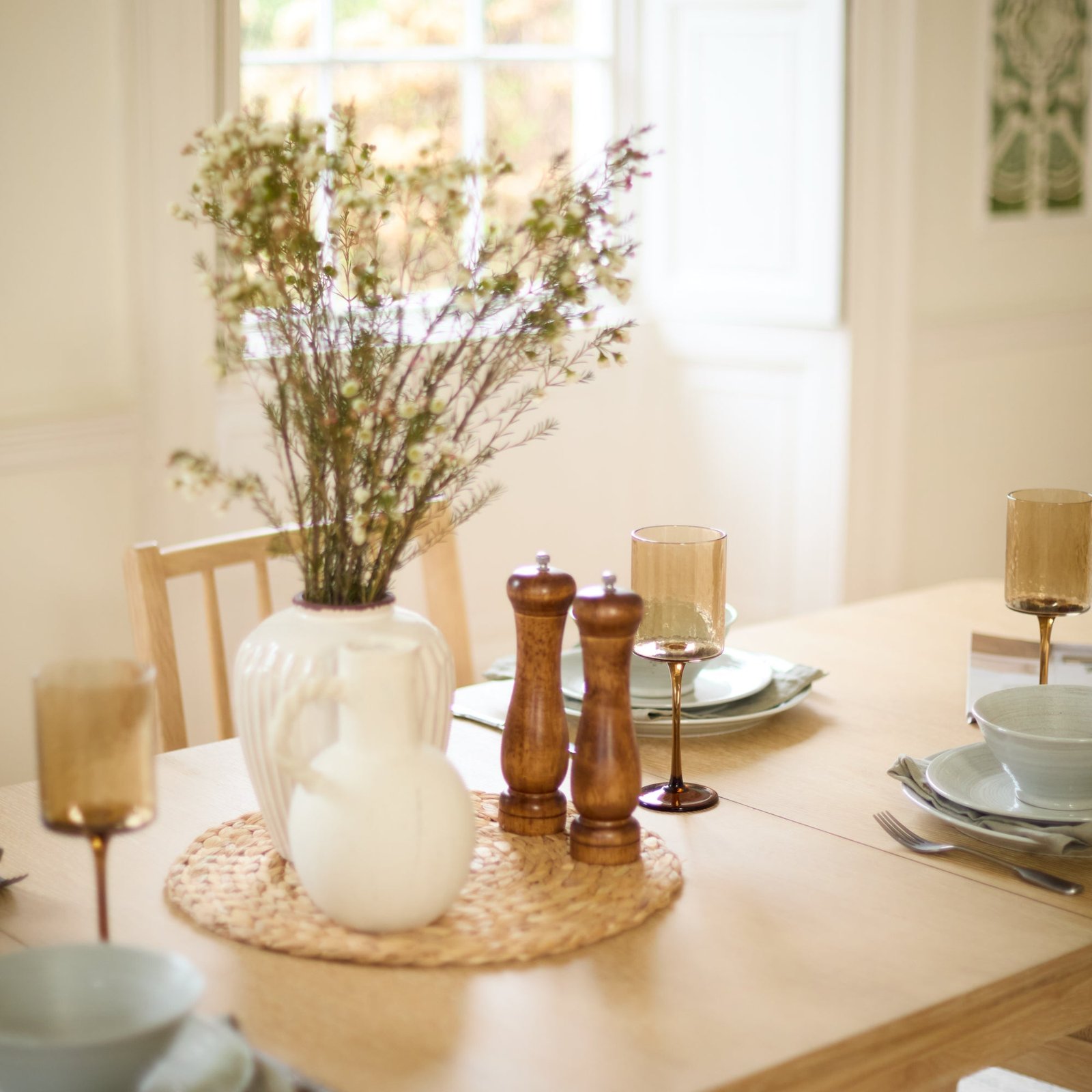 Paul 160-220cm Whitewash Oak Extending Dining Table Set - 4 Seater - Tilly Wood String Dining Bench - Image 5