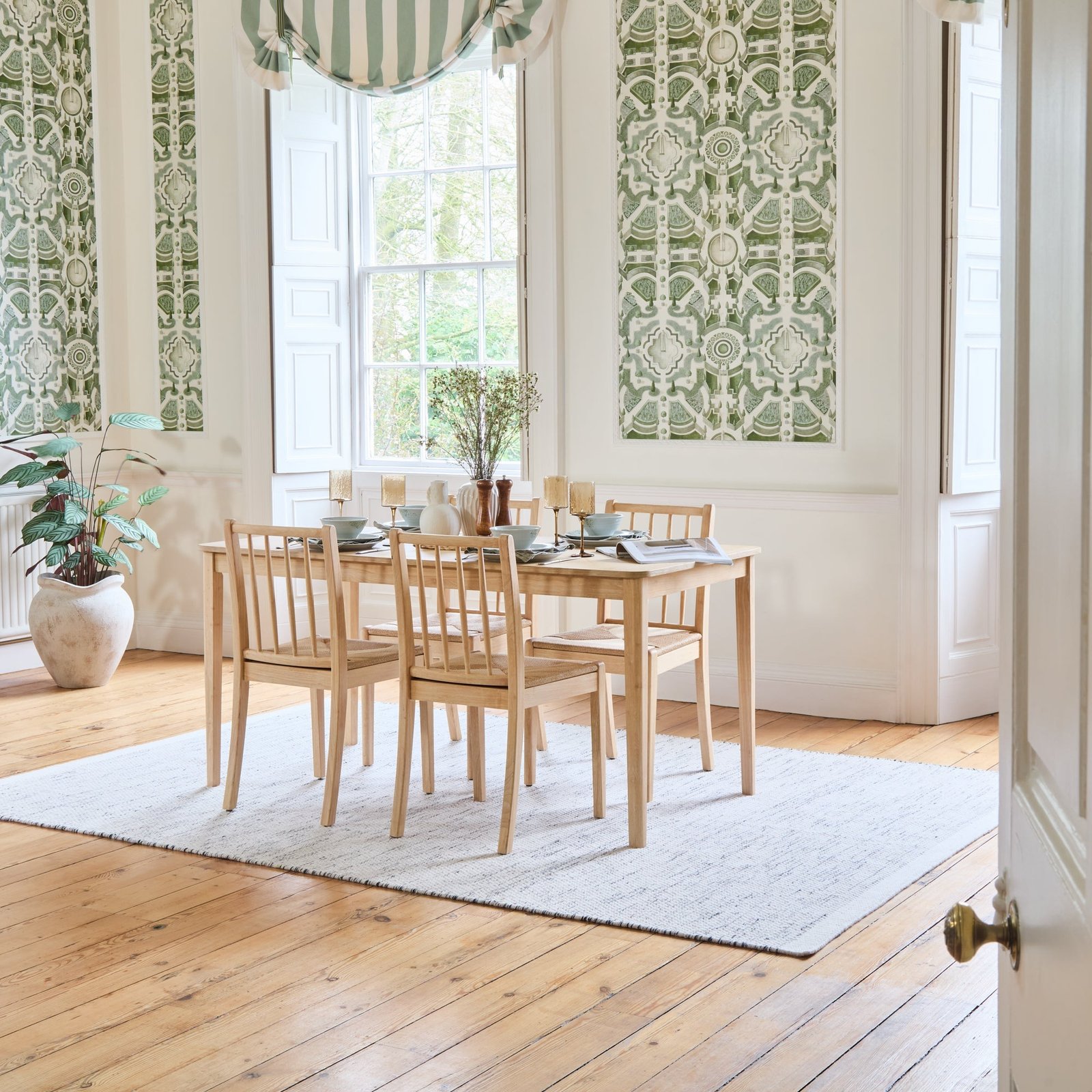 Paul 160-220cm Whitewash Oak Extending Dining Table Set - 4 Seater - Tilly Wood String Dining Bench - Image 2