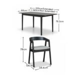 Paul Black Oak Extending Dining Table Set - 6 Seater -  Ella Fawn Linen Carver Chairs - Black Oak Legs - Image 13