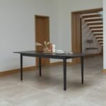 Paul Black Oak Extending Dining Table Set - 6 Seater -  Ella Fawn Linen Carver Chairs - Black Oak Legs - Image 4