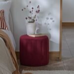 Outlet - Penelope Drum Stool - Burgundy Red