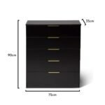 Essie 5 Drawer Tall Chest of Drawers - Black - Image 7