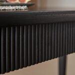 Raleigh Black Oak Rectangular Dining Table Set - 6 Seater - Freya Oat Boucle Dining Chairs - Black Oak Legs - Image 4