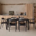 Raleigh Black Oak Rectangular Dining Table Set - 6 Seater - Carter Black Oak Dining Armchairs