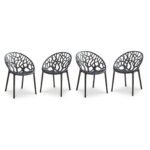 Raquel Black Plastic Garden Chairs - Set of 4 - Image 3
