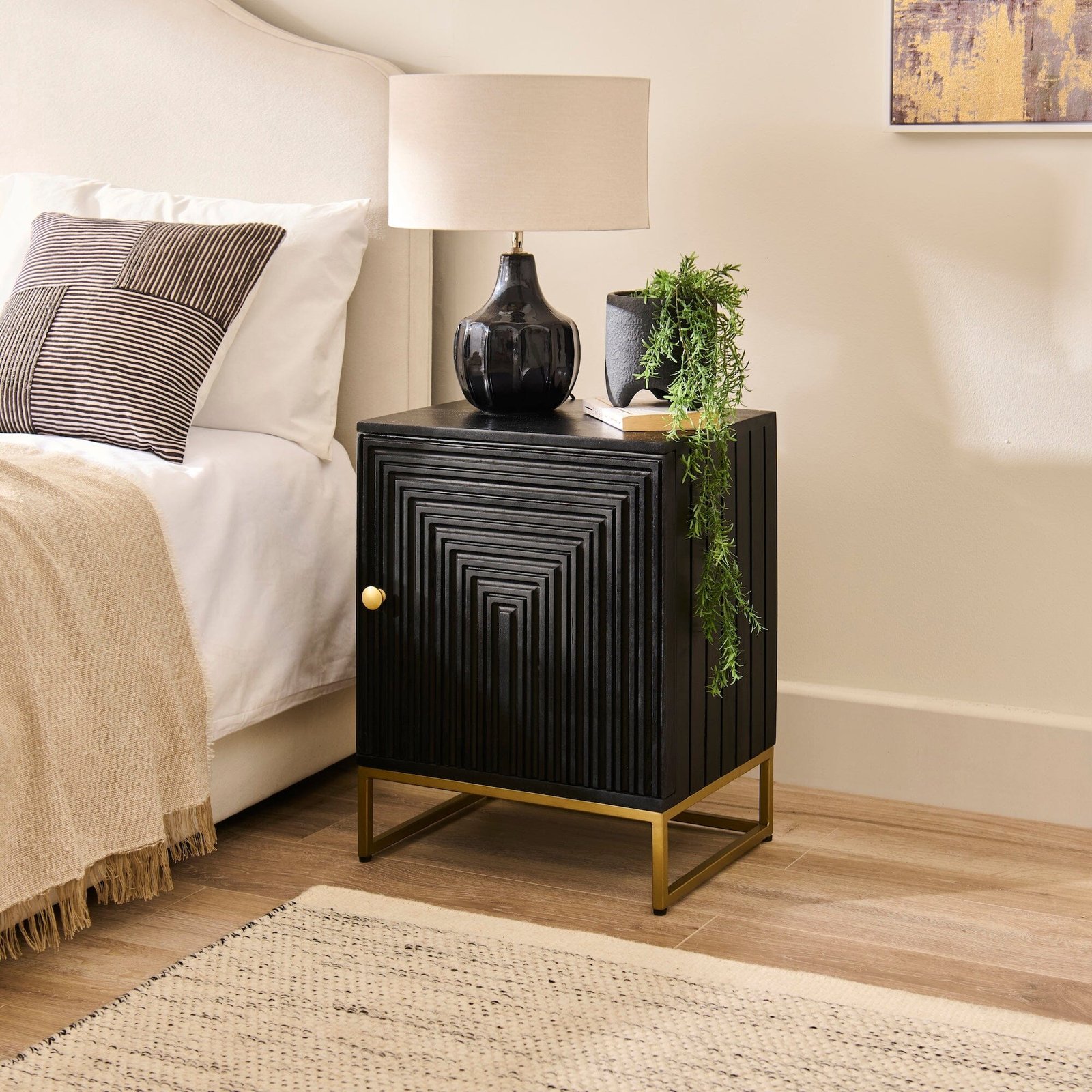 Rayna Black 1 Door Right Bedside Table - Image 5