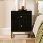 Rayna Jet Black 2 Drawer Bedside Table