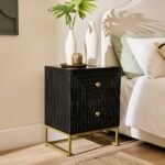 Rayna Jet Black 2 Drawer Bedside Table - Image 9