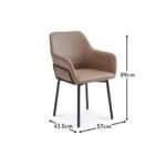 Outlet - Reagan Almond Brown Vegan Leather Carver Chairs - Set of 2 - Black Metal Legs - Image 9