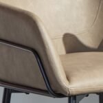 Reagan Almond Brown Vegan Leather Carver Chairs  - Set of 2 - Black Metal Legs - Image 4