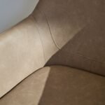 Outlet - Reagan Almond Brown Vegan Leather Carver Chairs - Set of 2 - Black Metal Legs - Image 3