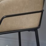 Outlet - Reagan Almond Brown Vegan Leather Carver Chairs - Set of 2 - Black Metal Legs - Image 5