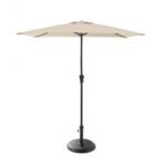 Rectangular 2x3m Cream LED Parasol with 25kg Parasol Base - Black Concrete