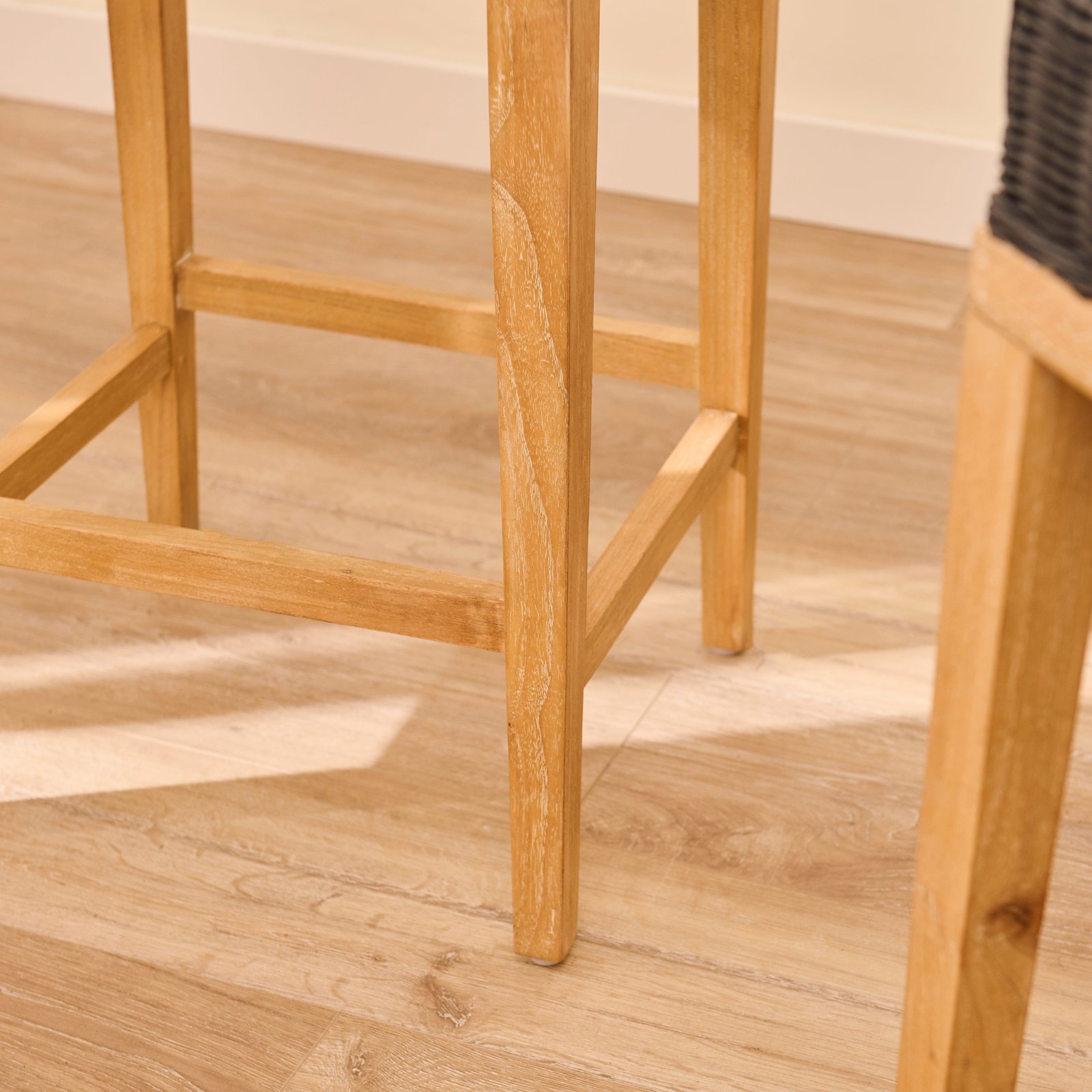 Reid Slate Grey Backless Bar Stools - Set of 2 - Whitewash Mindi Wood Legs - Image 2