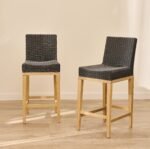 Reid Slate Grey Bar Stools - Set of 2 - Whitewash Mindi Wood Legs