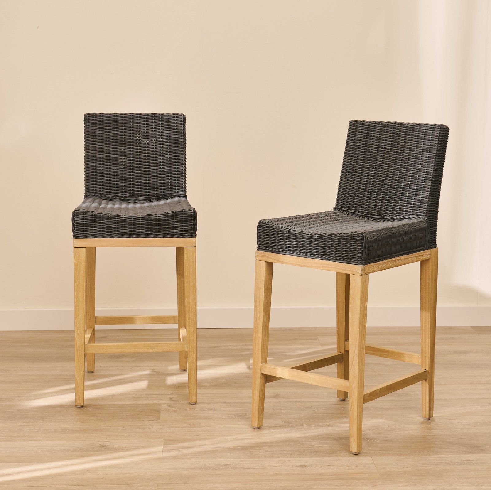 Reid Slate Grey Bar Stools - Set of 2 - Whitewash Mindi Wood Legs - Image 1