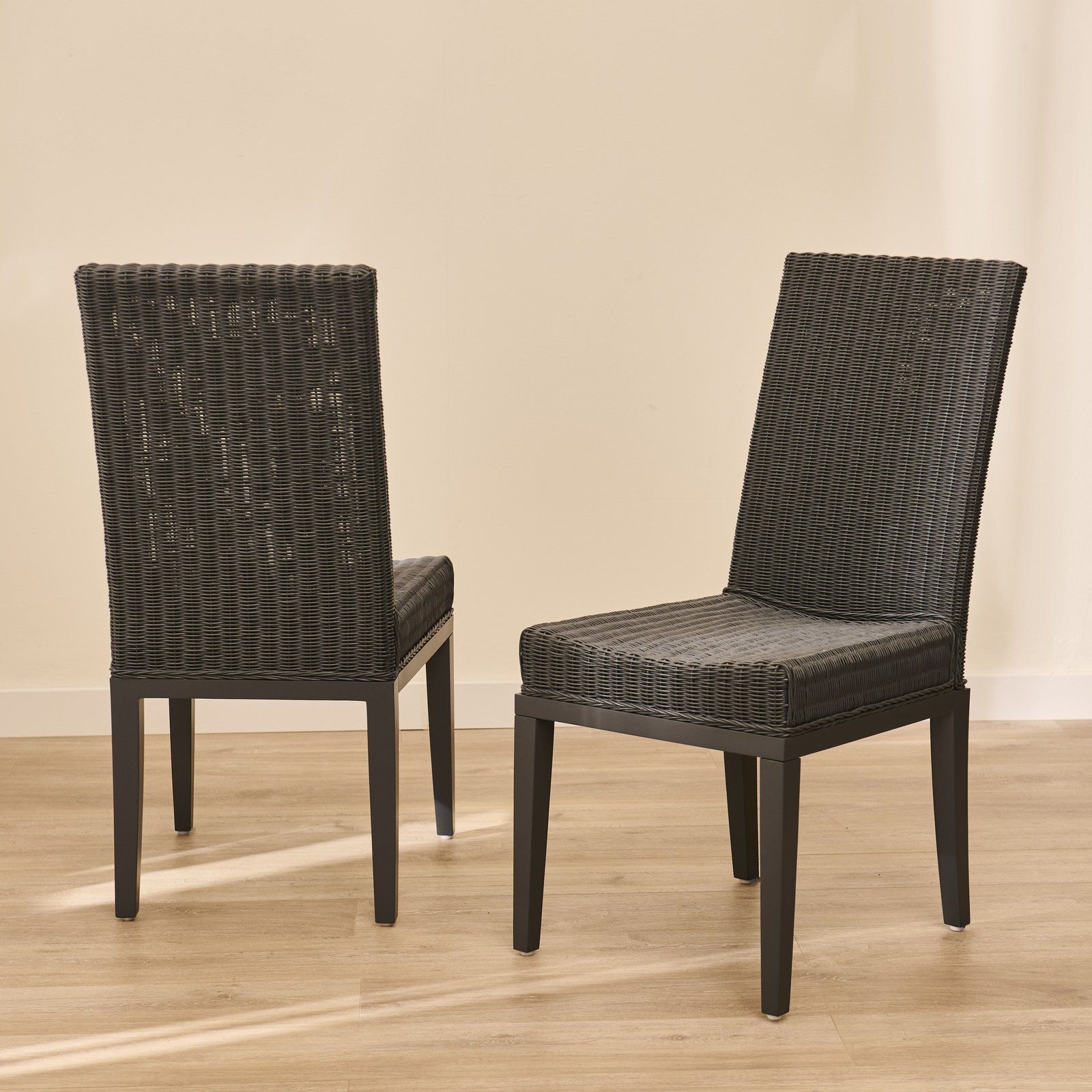 Reid Slate Grey Dining Chairs - Set of 2 - Mindi Wood Legs - Image 2