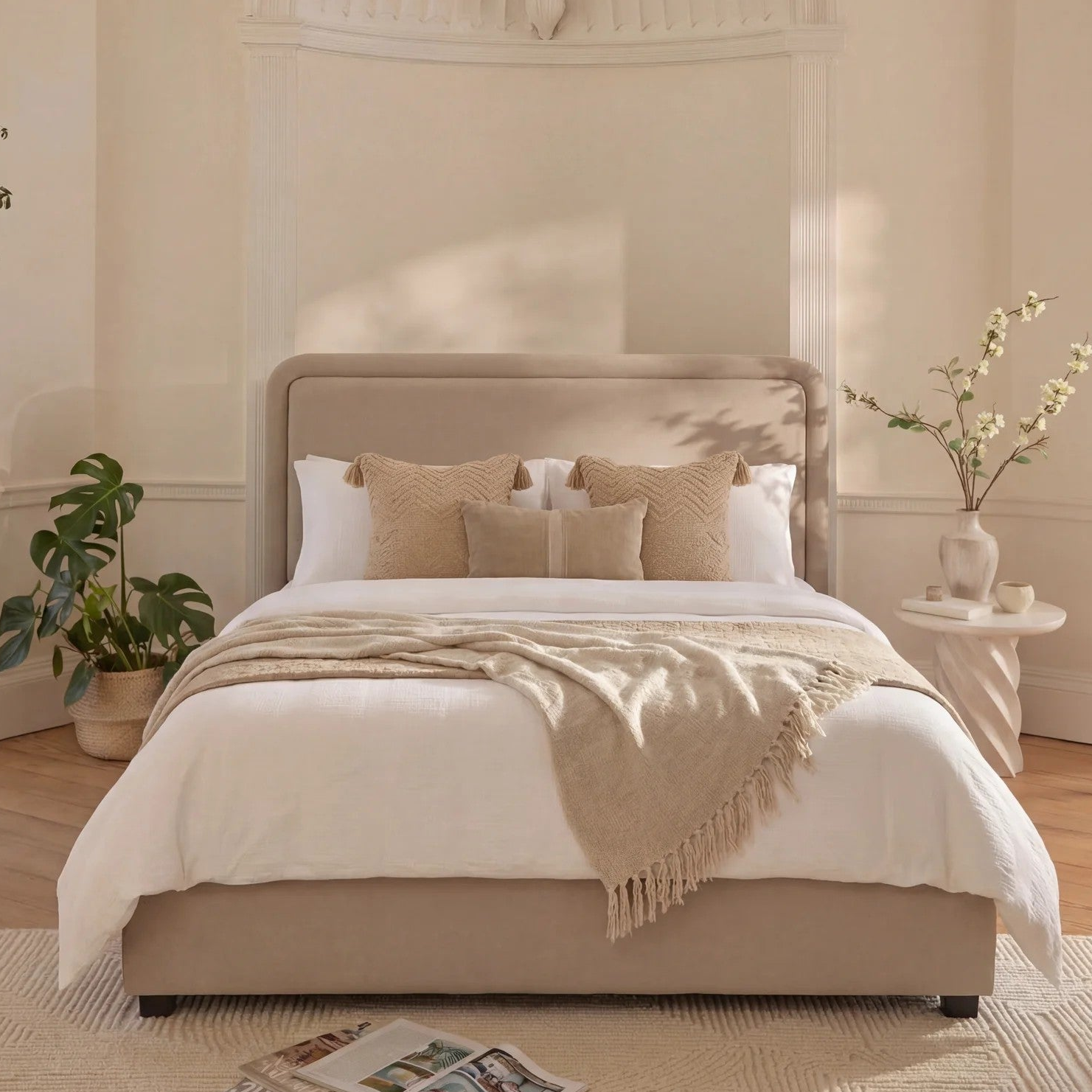 RobynBedFront Robyn King Ottoman Bed - Soft Beige - Image 1