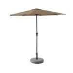 Round 2.7m Cappuccino Parasol with  25kg Parasol Base - Grey Concrete