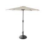 Round 2.7m Cream LED Parasol with 25kg Parasol Base - Black Concrete