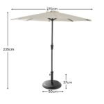 Round 2.7m Cream LED Premium Parasol with 25kg Parasol Base - Black Concrete - Image 5