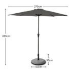 Round 2.7m Grey Parasol with 25kg Parasol Base with a Border - Grey Concrete - Image 3