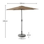 Round 3m Cappuccino Parasol with 25kg Parasol Base - Grey Concrete - Image 3