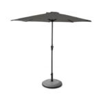 Round 2.7m Grey LED Parasol with 25kg Parasol Base with a Border - Grey Concrete