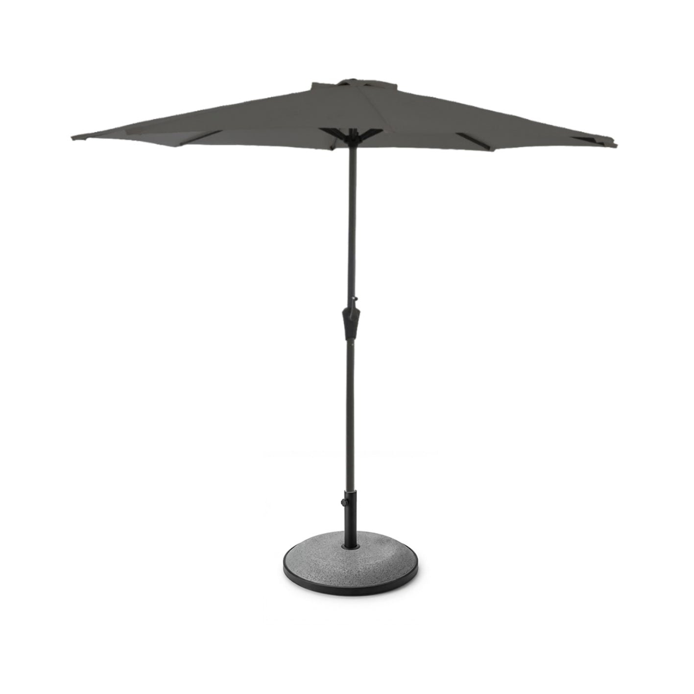 Round 2.7m Grey LED Premium Parasol with 25kg Parasol Base with a Border - Grey Concrete - Image 1