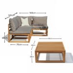 Rowan Grey 3 Seater Wooden Corner Sofa Set - Image 4