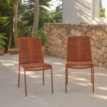 Ezra 4 Seater Round Wooden Garden Set with Ryder Burnt Orange Chairs - Image 2